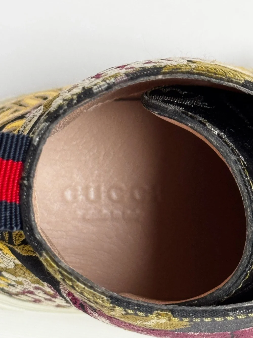 Gucci Women’s Sylvie Blind For Love Floral Jacquard High Top Sneakers Size 38.5 - Picture 10 of 13